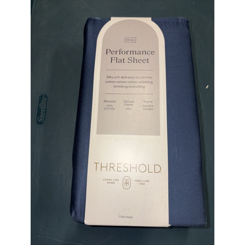 Full 400 Thread Count Performance Flat Sheet Metallic Blue - Threshold: Cotton